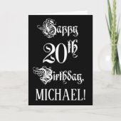 Carte 20e anniversaire : Soigné, Élégant Script + Nom pe (Devant)