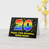 Carte 20e anniversaire : Symboles de musique colorée et (Fleur jaune)