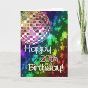 Carte 20ème anniversaire avec la boule de disco et