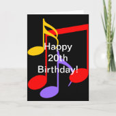 Carte 20th Birthday Music Notes Folded Greeting Card (Devant)