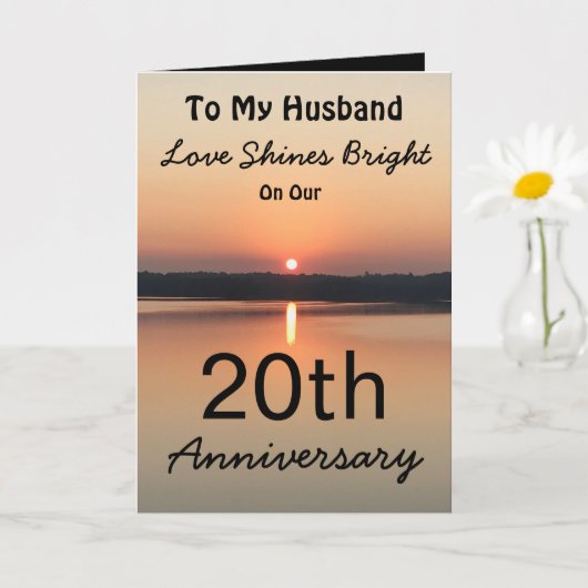 Carte 20th Love Shines Bright Husband Anniversary (Petite plante)
