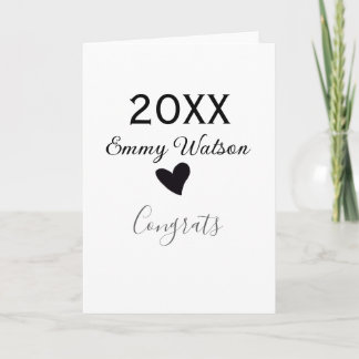 Carte 20XX bold letter congrats graduation name heart si