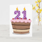 Carte 21 ans sur le gâteau d'anniversaire (Fleur jaune)