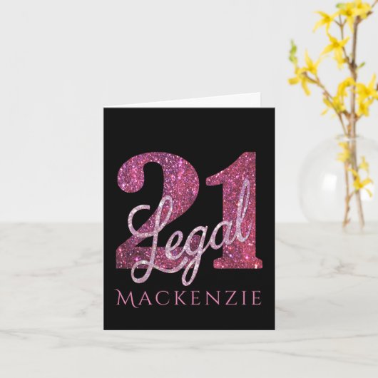 Carte 21 et juridique | Fun Pink Faux Parties scintillan (Fleur jaune)