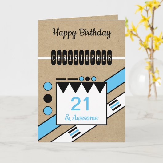 Carte 21 et magnifique bleu noir 21ème Anniversaire rust (Fleur jaune)