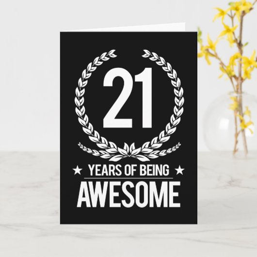 Carte 21e anniversaire (21 ans d'être génial) (Fleur jaune)