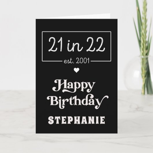 Carte 21e anniversaire 21 dans 22 est 2001 Anniversaire (Devant)