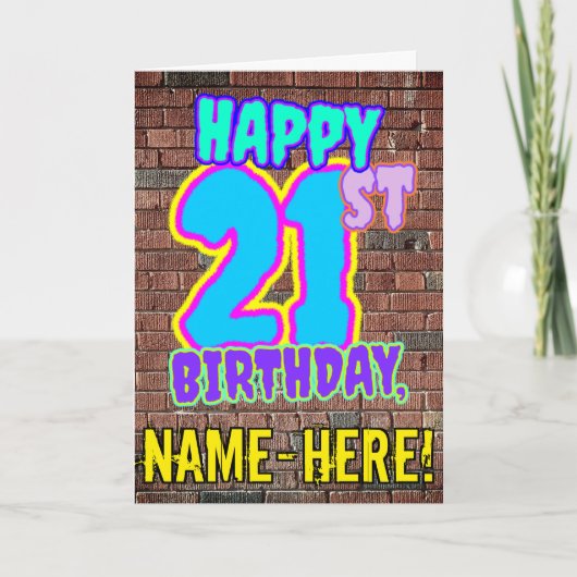 Carte 21e anniversaire - Amusant, Graffiti urbain inspir (Devant)
