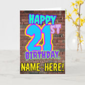 Carte 21e anniversaire - Amusant, Graffiti urbain inspir (Fleur jaune)
