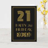 Carte 21e anniversaire : Art Déco Inspiré Look "21" & No (Fleur jaune)