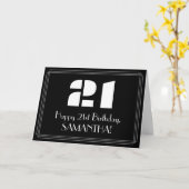 Carte 21e anniversaire : Art Déco Inspiré Look "21" & No (Fleur jaune)