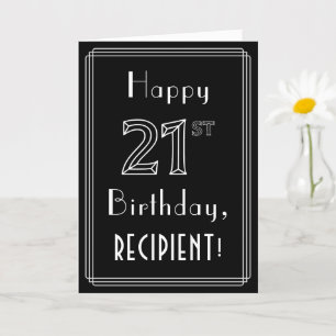 Carte 21e anniversaire : Art Déco Style # 21 & Nom perso