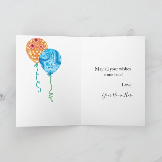 Carte 21e anniversaire Ballons rose Turquoise (Intérieur)