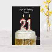 Carte 21e Anniversaire Bière pour Ami (Fleur jaune)