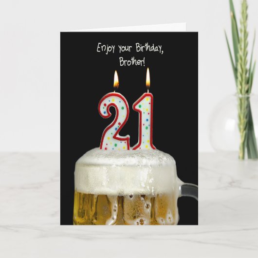 Carte 21e Anniversaire Bière pour frère (Devant)