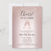 Carte 21e Anniversaire Blush Parties scintillant Champag (Devant)