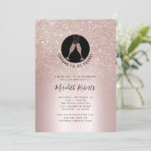 Carte 21e Anniversaire Blush Parties scintillant Champag (Debout devant)