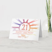 Carte 21e anniversaire - coucher de soleil multicolore à (Devant)