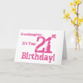 Carte 21e anniversaire de la petite-fille en rose. (Fleur jaune)