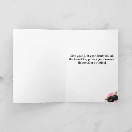 Carte 21e anniversaire de l'or rose et noir (Intérieur)