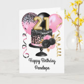 Carte 21e anniversaire de l'or rose et noir (Fleur jaune)