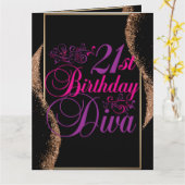 Carte 21e anniversaire Diva (Fleur jaune)