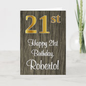Carte 21e anniversaire : Elégant Faux Gold Look #, Faux  (Devant)