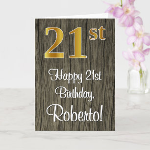 Carte 21e anniversaire : Elégant Faux Gold Look #, Faux 