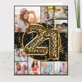 Carte 21e anniversaire Empreinte de léopard Ballons d'or (Devant)