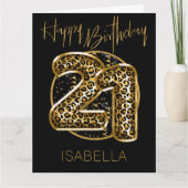 Carte 21e anniversaire Empreinte de léopard Gold Foil Ba (Devant)