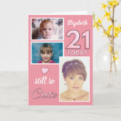 Carte 21e anniversaire encore si jolies photos rose (Fleur jaune)