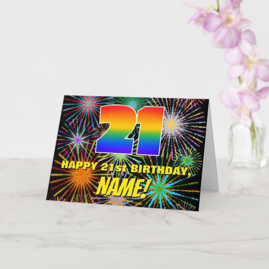 Carte 21e anniversaire : Feux d'artifice de célébration (Orchidée)