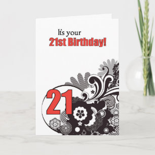 Carte 21e anniversaire Fils religieux, rouge et noir