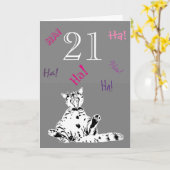 Carte 21e anniversaire Funny Chat pour Femme (Fleur jaune)