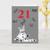 Carte 21e anniversaire Funny Chat pour Homme (Fleur jaune)