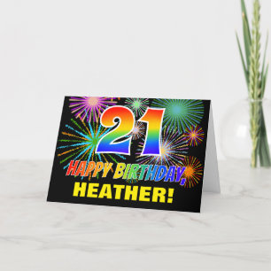 Carte 21e anniversaire : Gras, Amusants, Feu d'artifice,