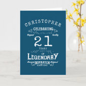 Carte 21e anniversaire Légendaire Bleu Ajouter Nom Légen (Fleur jaune)