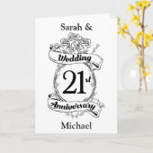 Carte 21e anniversaire Mariage Fleurs (Fleur jaune)