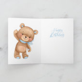 Carte 21E anniversaire mignon ballons bleu garçon teddy  (Intérieur)