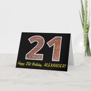 Carte 21e anniversaire - Motif de mur de briques "21" av