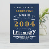 Carte 21e anniversaire Né 2004 Légende Blue Gold Salutat (Debout devant)