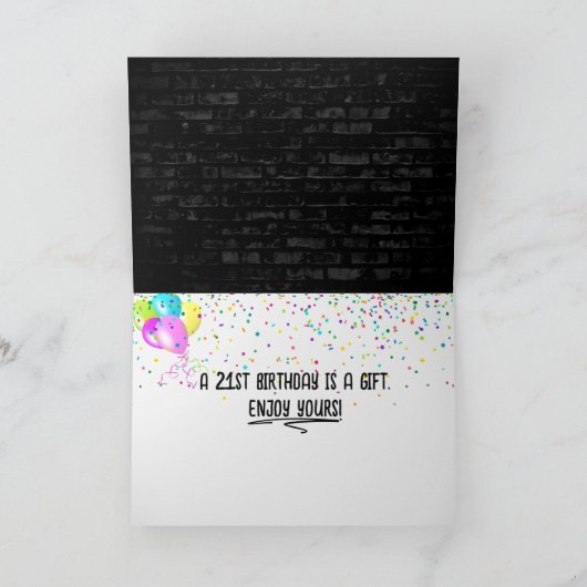 Carte 21e Anniversaire néon Connexion Brick Wal (Intérieur)