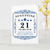 Carte 21e Anniversaire Nom Blue Vintage Manly Elegant Ca (Fleur jaune)