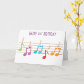 CARTE **21E ANNIVERSAIRE** NOTES MUSICALES SOUHAITS D'AN (Fleur jaune)
