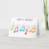 CARTE **21E ANNIVERSAIRE** NOTES MUSICALES SOUHAITS D'AN (Devant)