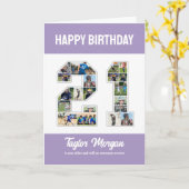 Carte 21e Anniversaire Numéro 21 Collage photo (Fleur jaune)