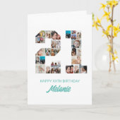 Carte 21e anniversaire Numéro 21 Photo Collage personnal (Fleur jaune)