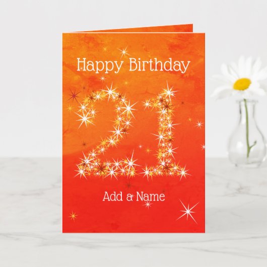 Carte 21e anniversaire - Numéro d'étoile Red Orange Glow (Petite plante)