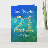 Carte 21e anniversaire - Numéro d'étoile - Vert bleu - 2 (Devant)
