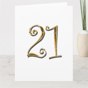 Carte 21e anniversaire or blanc élégant